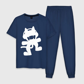 Мужская пижама хлопок с принтом Monstercat в городе Новоалтайск, 100% хлопок | брюки и футболка прямого кроя, без карманов, на брюках мягкая резинка на поясе и по низу штанин
 | monstercat | клуб | клубная музыка | кот | котенок | кошка | лейбл | монстар | монстар кет | монстер | музыка | танцевальная музыка | электронная | электронная музыка