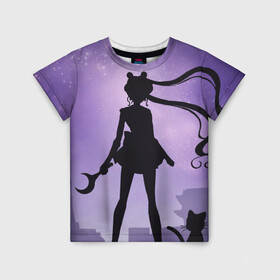 Детская футболка 3D с принтом Pretty Soldier Sailor Moon в городе Новоалтайск, 100% гипоаллергенный полиэфир | прямой крой, круглый вырез горловины, длина до линии бедер, чуть спущенное плечо, ткань немного тянется | luna | night tokyo | princess serenity | sailor moon | usagi tsukino | луна | сейлор мун