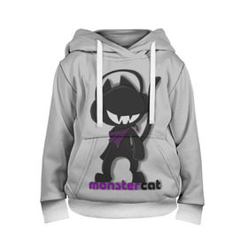 Детская толстовка 3D с принтом Monstercat в городе Новоалтайск, 100% полиэстер | двухслойный капюшон со шнурком для регулировки, мягкие манжеты на рукавах и по низу толстовки, спереди карман-кенгуру с мягким внутренним слоем | monstercat | клуб | клубная музыка | кот | котенок | кошка | лейбл | монстар | монстар кет | монстер | музыка | танцевальная музыка | электронная | электронная музыка