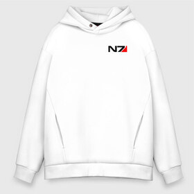 Мужское худи Oversize хлопок с принтом MASS EFFECT N7 в городе Новоалтайск, френч-терри — 70% хлопок, 30% полиэстер. Мягкий теплый начес внутри —100% хлопок | боковые карманы, эластичные манжеты и нижняя кромка, капюшон на магнитной кнопке | Тематика изображения на принте: n7 | броня | костюм | масс эффект | н7 | стальная броня | шепард