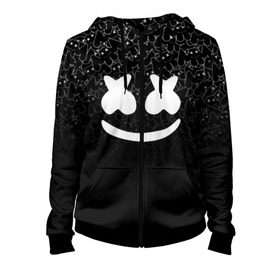 Женская толстовка 3D на молнии с принтом MARSHMELLO BLACK в городе Новоалтайск, 100% полиэстер | длина до линии бедра, манжеты и пояс оформлены мягкой тканевой резинкой, двухслойный капюшон со шнурком для регулировки, спереди молния, по бокам два кармана | black | dj | marshmello | usa | америка | клубная музыка | маршмелло | музыка | музыкант