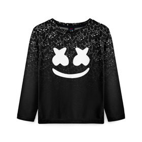 Детский лонгслив 3D с принтом MARSHMELLO BLACK в городе Новоалтайск, 100% полиэстер | длинные рукава, круглый вырез горловины, полуприлегающий силуэт
 | black | dj | marshmello | usa | америка | клубная музыка | маршмелло | музыка | музыкант