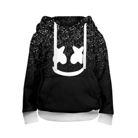 Детская толстовка 3D с принтом MARSHMELLO BLACK в городе Новоалтайск, 100% полиэстер | двухслойный капюшон со шнурком для регулировки, мягкие манжеты на рукавах и по низу толстовки, спереди карман-кенгуру с мягким внутренним слоем | black | dj | marshmello | usa | америка | клубная музыка | маршмелло | музыка | музыкант