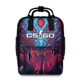 Женский рюкзак 3D с принтом hyper beast в городе Новоалтайск, 100% полиэстер | лямки с регулируемой длиной, сверху ручки, чтобы рюкзак нести как сумку. Основное отделение закрывается на молнию, как и внешний карман. Внутри два дополнительных кармана, один из которых закрывается на молнию. По бокам два дополнительных кармашка, куда поместится маленькая бутылочка
 | Тематика изображения на принте: awp | counter strike | cyber sport | game | hyper beast | skin | sport | авп | игры | скин | скоростной зверь