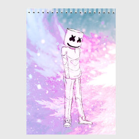 Скетчбук с принтом Marshmello в городе Новоалтайск, 100% бумага
 | 48 листов, плотность листов — 100 г/м2, плотность картонной обложки — 250 г/м2. Листы скреплены сверху удобной пружинной спиралью | chris comstock | electronic | joytime iii | marshmallow | marshmello | клубная | маршмелло | маршмеллоу | электронная музыка