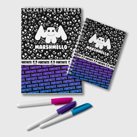 Блокнот с принтом FORTNITE MARSHMELLO в городе Новоалтайск, 100% бумага | 48 листов, плотность листов — 60 г/м2, плотность картонной обложки — 250 г/м2. Листы скреплены удобной пружинной спиралью. Цвет линий — светло-серый
 | fortnite marshmello | friend marshmello | happy marshmello | marshmallow anne | marshmello | marshmello bastille | marshmello marie | spotlight marshmello.