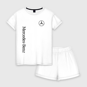 Женская пижама с шортиками хлопок с принтом MERCEDES-BENZ в городе Новоалтайск, 100% хлопок | футболка прямого кроя, шорты свободные с широкой мягкой резинкой | amg | auto | mercedes | sport | авто | автомобиль | автомобильные | амг | бренд | марка | машины | мерседес | спорт
