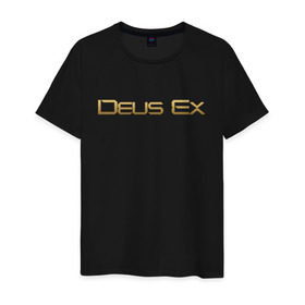 Мужская футболка хлопок с принтом DEUS EX в городе Новоалтайск, 100% хлопок | прямой крой, круглый вырез горловины, длина до линии бедер, слегка спущенное плечо. | cyberpunk | deus ex | future | game | будущ | игра | киберпанк