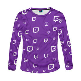 Женский лонгслив 3D с принтом Twitch pattern в городе Новоалтайск, 100% полиэстер | длинные рукава, круглый вырез горловины, полуприлегающий силуэт | видеоигры | видеостриминг | киберспорт | орнамент | стрим | трансляции | турниры | узор
