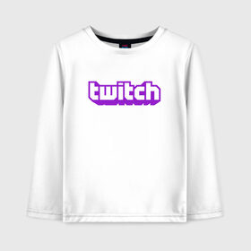 Детский лонгслив хлопок с принтом Twitch Logo в городе Новоалтайск, 100% хлопок | круглый вырез горловины, полуприлегающий силуэт, длина до линии бедер | game | gamer | logo | twitch | twitties | игры | логотип | стрим | твитч