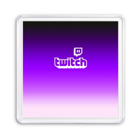 Магнит 55*55 с принтом Twitch в городе Новоалтайск, Пластик | Размер: 65*65 мм; Размер печати: 55*55 мм | Тематика изображения на принте: game | gamer | logo | twitch | twitties | градиент | игры | логотип | стрим | твитч