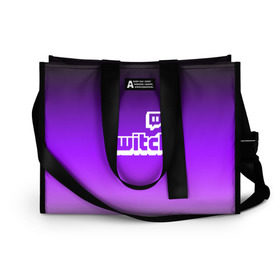Сумка-шоппер 3D с принтом Twitch в городе Новоалтайск, 100% полиэстер | застегивается на металлическую кнопку; внутренний карман застегивается на молнию. Стенки укреплены специальным мягким материалом, чтобы защитить содержимое от несильных ударов
 | game | gamer | logo | twitch | twitties | градиент | игры | логотип | стрим | твитч