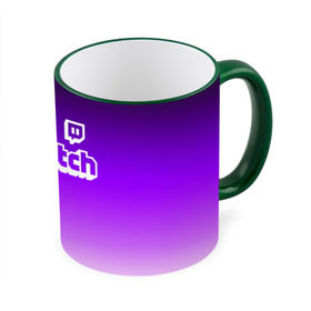 Кружка 3D с принтом Twitch в городе Новоалтайск, керамика | ёмкость 330 мл | game | gamer | logo | twitch | twitties | градиент | игры | логотип | стрим | твитч