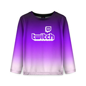 Детский лонгслив 3D с принтом Twitch в городе Новоалтайск, 100% полиэстер | длинные рукава, круглый вырез горловины, полуприлегающий силуэт
 | game | gamer | logo | twitch | twitties | градиент | игры | логотип | стрим | твитч