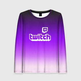 Женский лонгслив 3D с принтом Twitch в городе Новоалтайск, 100% полиэстер | длинные рукава, круглый вырез горловины, полуприлегающий силуэт | game | gamer | logo | twitch | twitties | градиент | игры | логотип | стрим | твитч