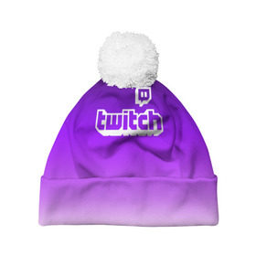 Шапка 3D c помпоном с принтом Twitch в городе Новоалтайск, 100% полиэстер | универсальный размер, печать по всей поверхности изделия | game | gamer | logo | twitch | twitties | градиент | игры | логотип | стрим | твитч
