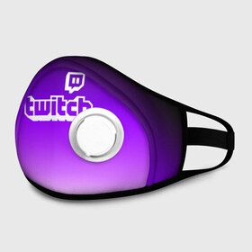 Маска из неопрена с принтом Twitch в городе Новоалтайск, неопрен 100% | Форма огибающая нос. Резинки для ушей с дополнительной резинкой на затылке. Клапан для выдоха для активного дыхания при занятиях спортом. Эластичный материал маски и окантовки для лучшего растяжения и прилегания маски.  | Тематика изображения на принте: game | gamer | logo | twitch | twitties | градиент | игры | логотип | стрим | твитч