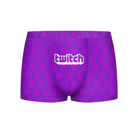 Мужские трусы 3D с принтом Twitch в городе Новоалтайск, 50% хлопок, 50% полиэстер | классическая посадка, на поясе мягкая тканевая резинка | game | gamer | logo | twitch | twitties | игры | логотип | надписи | стрим | твитч | текстура
