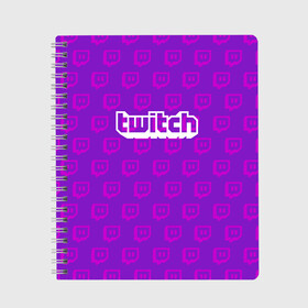 Тетрадь с принтом Twitch в городе Новоалтайск, 100% бумага | 48 листов, плотность листов — 60 г/м2, плотность картонной обложки — 250 г/м2. Листы скреплены сбоку удобной пружинной спиралью. Уголки страниц и обложки скругленные. Цвет линий — светло-серый
 | game | gamer | logo | twitch | twitties | игры | логотип | надписи | стрим | твитч | текстура