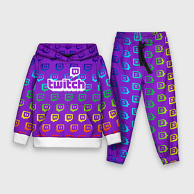 Детский костюм 3D (с толстовкой) с принтом Twitch в городе Новоалтайск,  |  | game | gamer | logo | twitch | twitties | градиент | игры | логотип | стрим | твитч | текстура