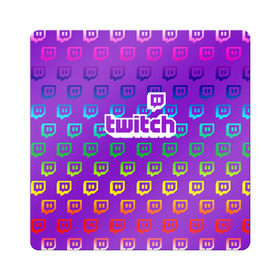 Магнит виниловый Квадрат с принтом Twitch в городе Новоалтайск, полимерный материал с магнитным слоем | размер 9*9 см, закругленные углы | Тематика изображения на принте: game | gamer | logo | twitch | twitties | градиент | игры | логотип | стрим | твитч | текстура