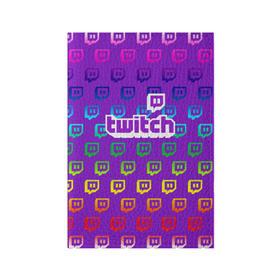 Обложка для паспорта матовая кожа с принтом Twitch в городе Новоалтайск, натуральная матовая кожа | размер 19,3 х 13,7 см; прозрачные пластиковые крепления | Тематика изображения на принте: game | gamer | logo | twitch | twitties | градиент | игры | логотип | стрим | твитч | текстура