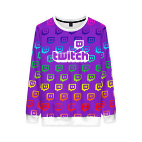 Женский свитшот 3D с принтом Twitch в городе Новоалтайск, 100% полиэстер с мягким внутренним слоем | круглый вырез горловины, мягкая резинка на манжетах и поясе, свободная посадка по фигуре | game | gamer | logo | twitch | twitties | градиент | игры | логотип | стрим | твитч | текстура