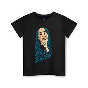 Детская футболка хлопок с принтом Billie Eilish Black в городе Новоалтайск, 100% хлопок | круглый вырез горловины, полуприлегающий силуэт, длина до линии бедер | billie eilish | lovely | music | ocean eyes | pop | билли айлиш | девушка | музыка | океан | поп | эйлиш | элиш