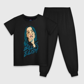 Детская пижама хлопок с принтом Billie Eilish Black в городе Новоалтайск, 100% хлопок |  брюки и футболка прямого кроя, без карманов, на брюках мягкая резинка на поясе и по низу штанин
 | billie eilish | lovely | music | ocean eyes | pop | билли айлиш | девушка | музыка | океан | поп | эйлиш | элиш