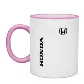 Кружка двухцветная с принтом HONDA в городе Новоалтайск, керамика | объем — 330 мл, диаметр — 80 мм. Цветная ручка и кайма сверху, в некоторых цветах — вся внутренняя часть | auto | bike | honda | honda motors | moto | motorcycle | sport | авто | автомобиль | автомобильные | байк | бренд | марка | машины | мото | мотоциклы | спорт | хонда | хонда моторс