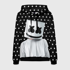 Мужская толстовка 3D с принтом MARSHMELLO Black в городе Новоалтайск, 100% полиэстер | двухслойный капюшон со шнурком для регулировки, мягкие манжеты на рукавах и по низу толстовки, спереди карман-кенгуру с мягким внутренним слоем. | marsh | marshmallow | marshmello | marshmelo | mello | music | smile | диджей | лого | маршмеллов | маршмеллоу | маршмеллу | маршмело | маршмелов | маршмелоу | музыка | музыкант | рожица | трэп | улыбка | хаус