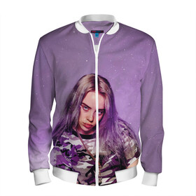 Мужской бомбер 3D с принтом Billie Eilish в городе Новоалтайск, 100% полиэстер | застегивается на молнию, по бокам два кармана без застежек, по низу бомбера и на воротнике - эластичная резинка | billie eilish | lovely | music | ocean eyes | pop | билли айлиш | девушка | музыка | океан | поп | эйлиш | элиш