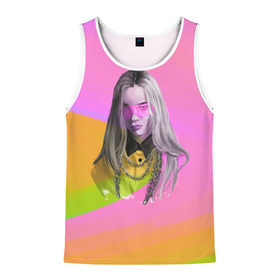 Мужская майка 3D с принтом Billie Eilish в городе Новоалтайск, 100% полиэстер | круглая горловина, приталенный силуэт, длина до линии бедра. Пройма и горловина окантованы тонкой бейкой | Тематика изображения на принте: billie eilish | lovely | music | ocean eyes | pop | билли айлиш | девушка | музыка | океан | поп | эйлиш | элиш