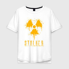 Мужская футболка хлопок Oversize с принтом S.T.A.L.K.E.R. в городе Новоалтайск, 100% хлопок | свободный крой, круглый ворот, “спинка” длиннее передней части | anomaly | bandit | chernobyl | logo | pripyat | shadow of chernobyl | stalker | stalker 2 | zone | аномалия | бандиты | зона | лого | меченый | припять | сталкер | сталкер 2 | тени чернобыля | чернобыль | чистое небо