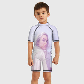 Детский купальный костюм 3D с принтом Pink Billie Eilish в городе Новоалтайск, Полиэстер 85%, Спандекс 15% | застежка на молнии на спине | billie eilish | lovely | music | ocean eyes | pop | билли айлиш | девушка | музыка | океан | поп | эйлиш | элиш
