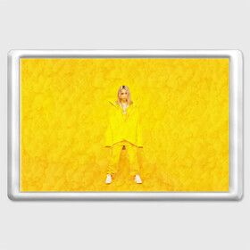 Магнит 45*70 с принтом Yellow Billie в городе Новоалтайск, Пластик | Размер: 78*52 мм; Размер печати: 70*45 | billie eilish | lovely | music | ocean eyes | pop | билли айлиш | девушка | музыка | океан | поп | эйлиш | элиш