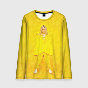 Мужской лонгслив 3D с принтом Yellow Billie в городе Новоалтайск, 100% полиэстер | длинные рукава, круглый вырез горловины, полуприлегающий силуэт | billie eilish | lovely | music | ocean eyes | pop | билли айлиш | девушка | музыка | океан | поп | эйлиш | элиш