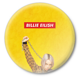 Значок с принтом Billie Eilish в городе Новоалтайск,  металл | круглая форма, металлическая застежка в виде булавки | billie eilish | lovely | music | ocean eyes | pop | билли айлиш | девушка | музыка | океан | поп | эйлиш | элиш