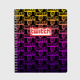 Тетрадь с принтом Twitch в городе Новоалтайск, 100% бумага | 48 листов, плотность листов — 60 г/м2, плотность картонной обложки — 250 г/м2. Листы скреплены сбоку удобной пружинной спиралью. Уголки страниц и обложки скругленные. Цвет линий — светло-серый
 | game | gamer | logo | twitch | twitties | игры | логотип | стрим | твитч