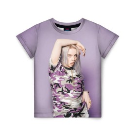 Детская футболка 3D с принтом Billie Eilish в городе Новоалтайск, 100% гипоаллергенный полиэфир | прямой крой, круглый вырез горловины, длина до линии бедер, чуть спущенное плечо, ткань немного тянется | Тематика изображения на принте: billie eilish | lovely | music | ocean eyes | pop | билли айлиш | девушка | музыка | океан | поп | эйлиш | элиш