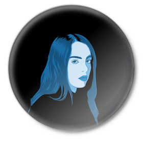 Значок с принтом Billie Eilish в городе Новоалтайск,  металл | круглая форма, металлическая застежка в виде булавки | billie eilish | lovely | music | ocean eyes | pop | билли айлиш | девушка | музыка | океан | поп | эйлиш | элиш