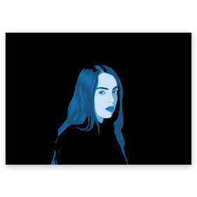 Поздравительная открытка с принтом Billie Eilish в городе Новоалтайск, 100% бумага | плотность бумаги 280 г/м2, матовая, на обратной стороне линовка и место для марки
 | Тематика изображения на принте: billie eilish | lovely | music | ocean eyes | pop | билли айлиш | девушка | музыка | океан | поп | эйлиш | элиш