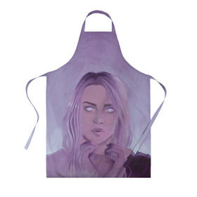 Фартук 3D с принтом Billie Eilish Heart в городе Новоалтайск, 100% полиэстер | общий размер — 65 х 85 см, ширина нагрудника — 26 см, горловина — 53 см, длина завязок — 54 см, общий обхват в поясе — 173 см. Принт на завязках и на горловине наносится с двух сторон, на основной части фартука — только с внешней стороны | billie eilish | lovely | music | ocean eyes | pop | билли айлиш | девушка | музыка | океан | поп | эйлиш | элиш