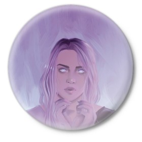 Значок с принтом Billie Eilish Heart в городе Новоалтайск,  металл | круглая форма, металлическая застежка в виде булавки | billie eilish | lovely | music | ocean eyes | pop | билли айлиш | девушка | музыка | океан | поп | эйлиш | элиш