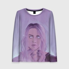 Женский лонгслив 3D с принтом Billie Eilish Heart в городе Новоалтайск, 100% полиэстер | длинные рукава, круглый вырез горловины, полуприлегающий силуэт | billie eilish | lovely | music | ocean eyes | pop | билли айлиш | девушка | музыка | океан | поп | эйлиш | элиш