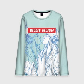 Мужской лонгслив 3D с принтом Billie Eilish в городе Новоалтайск, 100% полиэстер | длинные рукава, круглый вырез горловины, полуприлегающий силуэт | billie eilish | lovely | music | ocean eyes | pop | билли айлиш | девушка | музыка | океан | поп | эйлиш | элиш
