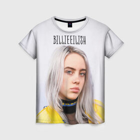 Женская футболка 3D с принтом BillieEilish в городе Новоалтайск, 100% полиэфир ( синтетическое хлопкоподобное полотно) | прямой крой, круглый вырез горловины, длина до линии бедер | billie eilish | lovely | music | ocean eyes | pop | билли айлиш | девушка | музыка | океан | поп | эйлиш | элиш
