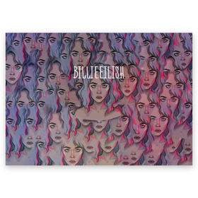 Поздравительная открытка с принтом Billie Eilish в городе Новоалтайск, 100% бумага | плотность бумаги 280 г/м2, матовая, на обратной стороне линовка и место для марки
 | Тематика изображения на принте: billie eilish | lovely | music | ocean eyes | pop | билли айлиш | девушка | музыка | океан | поп | эйлиш | элиш