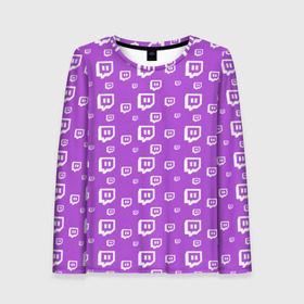 Женский лонгслив 3D с принтом Twitch в городе Новоалтайск, 100% полиэстер | длинные рукава, круглый вырез горловины, полуприлегающий силуэт | game | gamer | logo | pattern | twitch | twitties | игры | логотип | паттерн | стрим | твитч | текстура