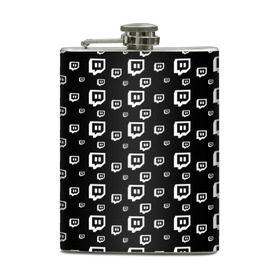 Фляга с принтом Twitch в городе Новоалтайск, металлический корпус | емкость 0,22 л, размер 125 х 94 мм. Виниловая наклейка запечатывается полностью | Тематика изображения на принте: black and white | game | gamer | logo | pattern | twitch | twitties | игры | логотип | паттерн | стрим | твитч | текстура | черно белый